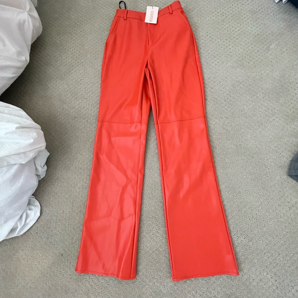 Misguided Red Leather Pants